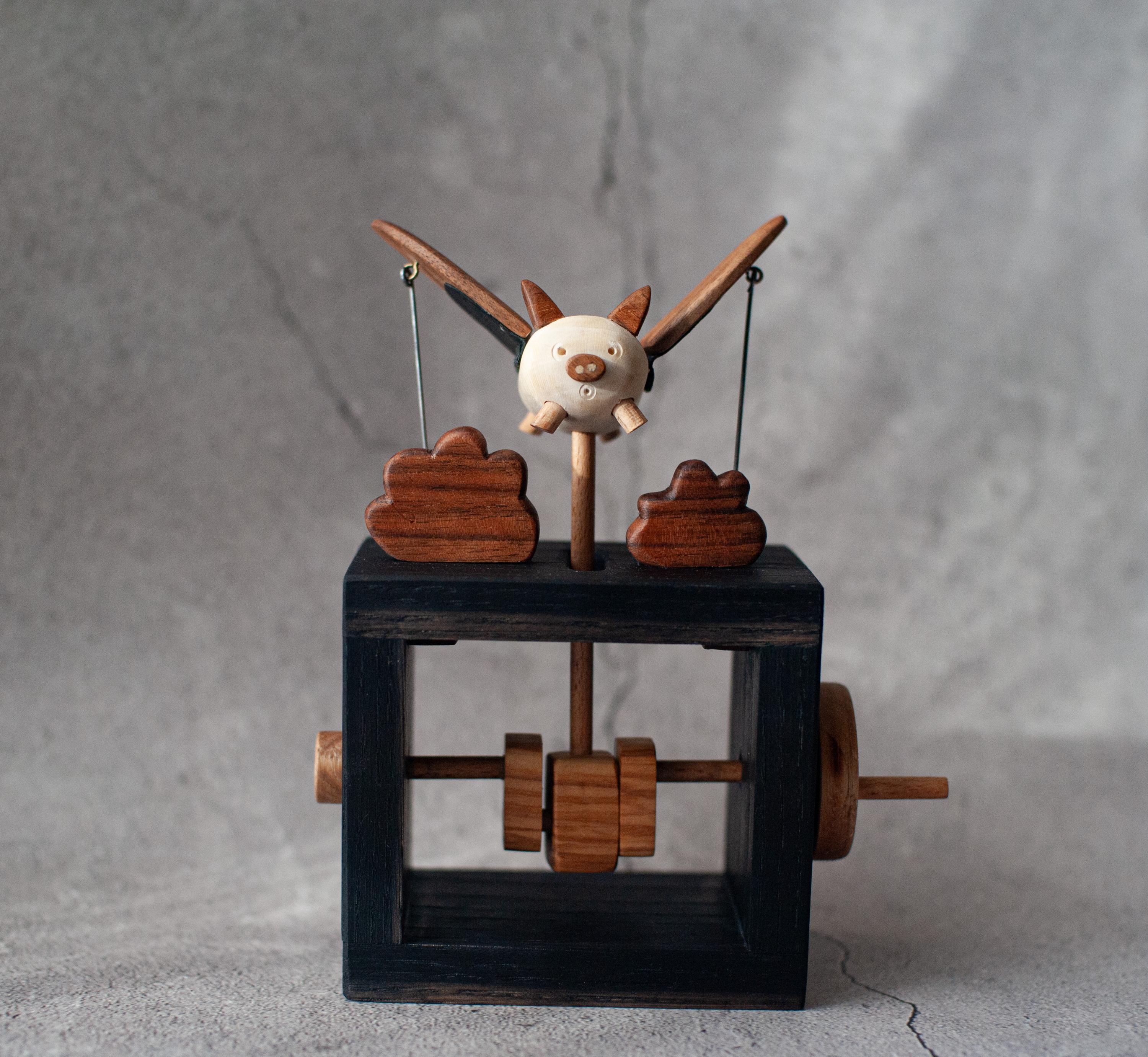 Flying Pig Automate Handcrafted. Wooden Kinetic Sculpture, Automaton ...