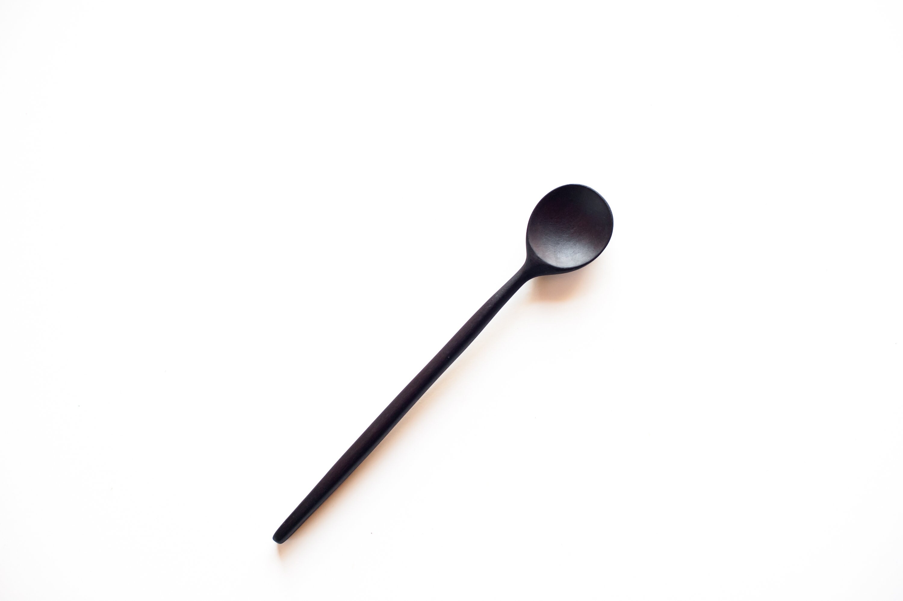 Long handle wooden black coffee scoop hand carved round Etsy