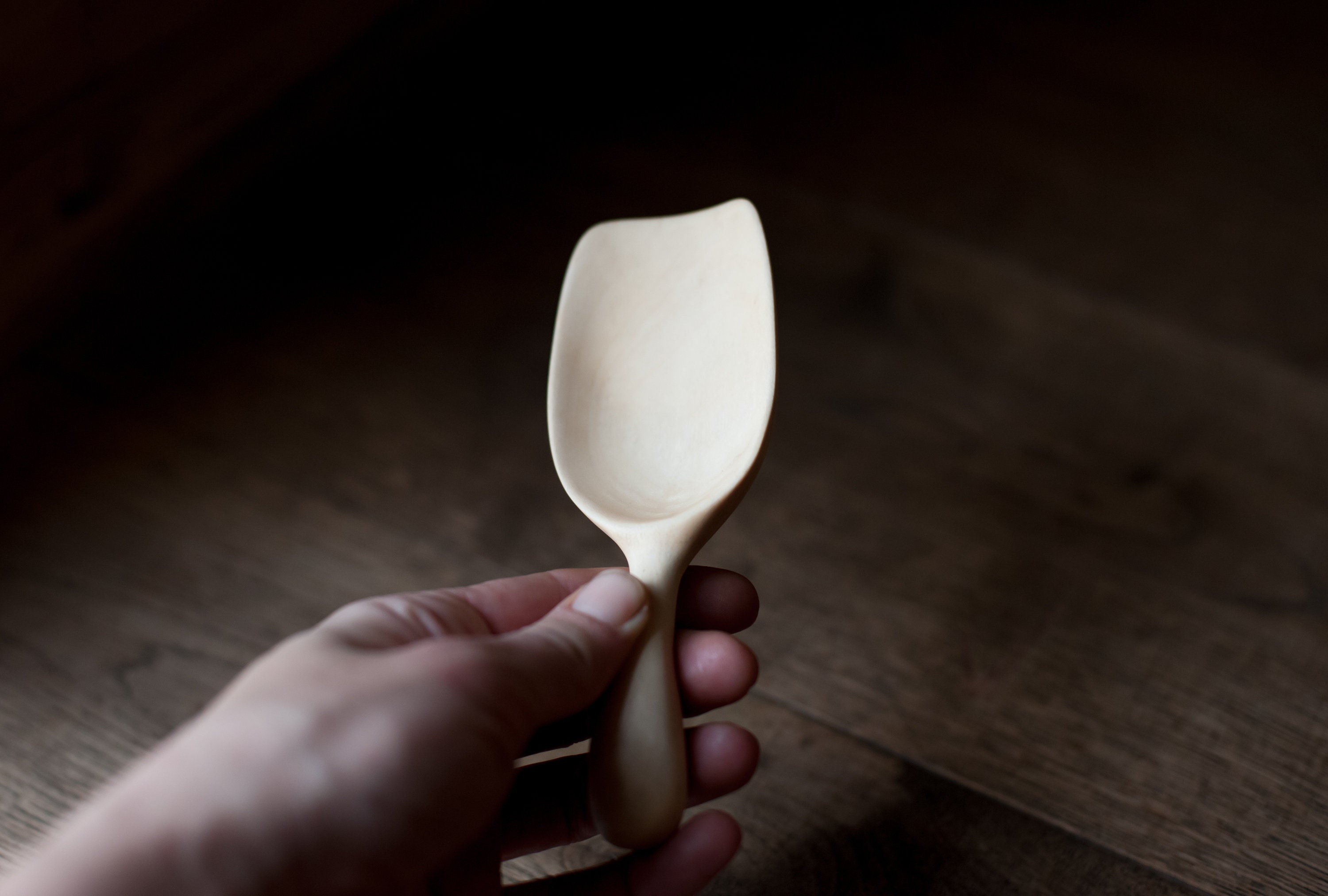 Wooden scoop hand carved. Flour sugar scoop handmade. White Etsy