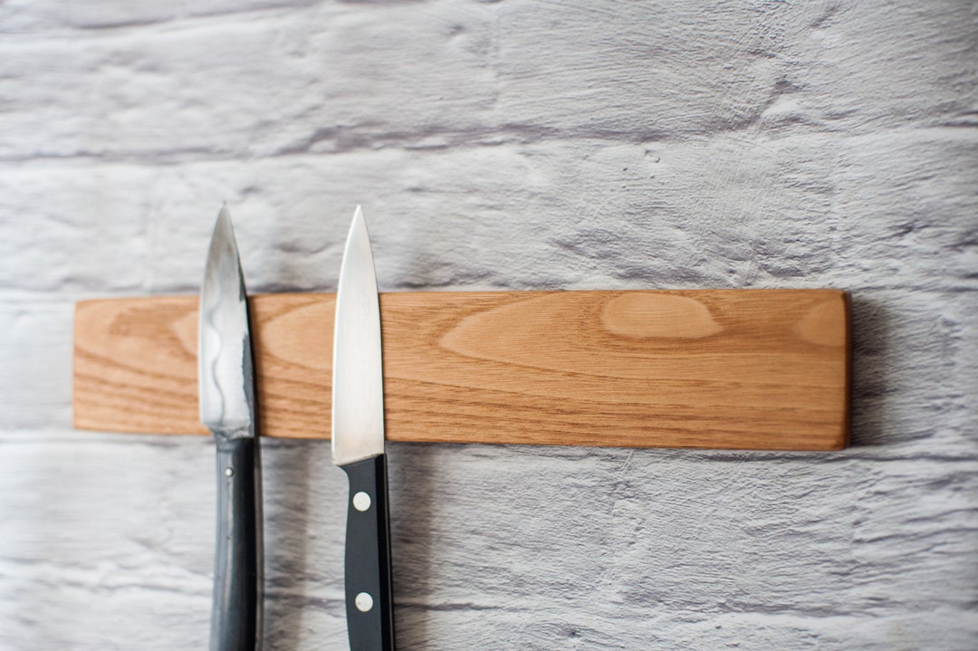 Wooden Knife Rack. Chestnut Wood Knife Holder, Block