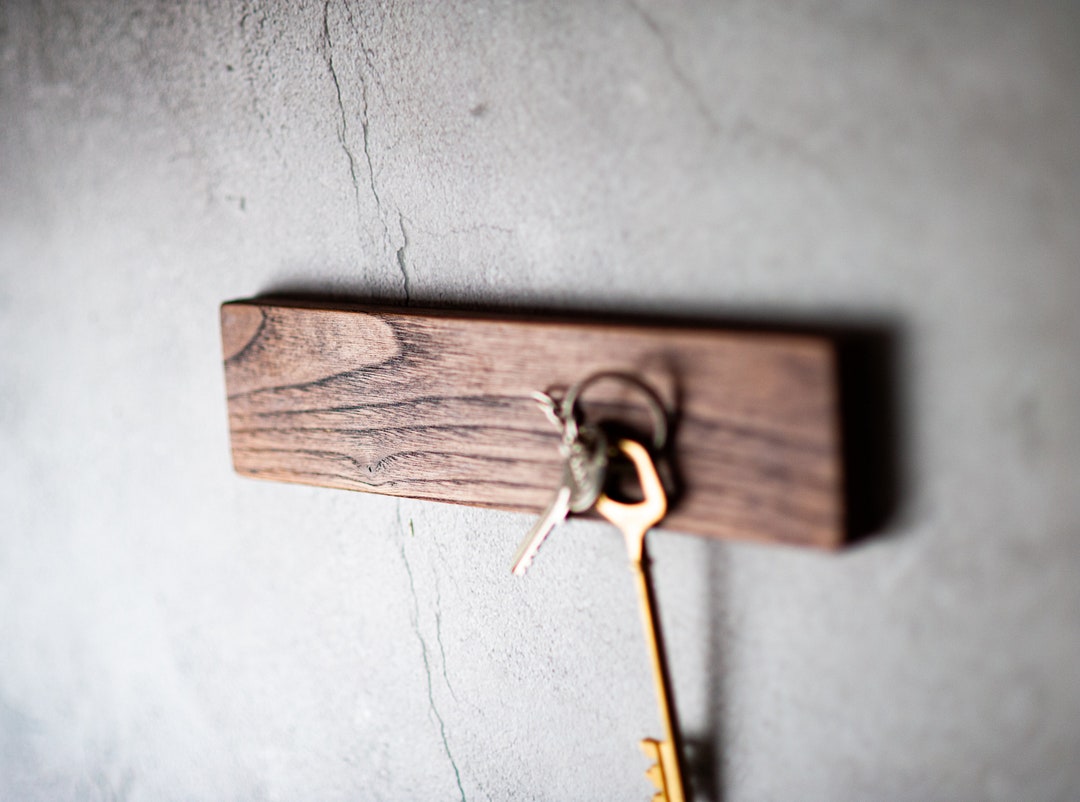 Welded Key Rack Wooden Magnetic Key Holder. Chestnut Wood Key Rack. Wall Key Organizer ...