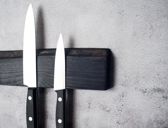 Black Magnetic Knife Holder. Live Edge Wood Knive Rack, Magnet Block, Knives  Strip, Wall or Fridge Mounted. Utensils, Tools, Key Bar. 