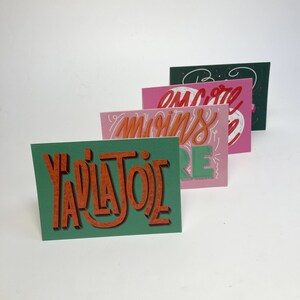 Lot de 4 cartes de voeux A6 lettering