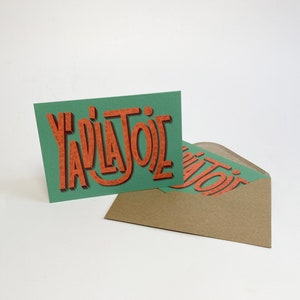 Carte de voeux lettering "Y'a d'la joie"