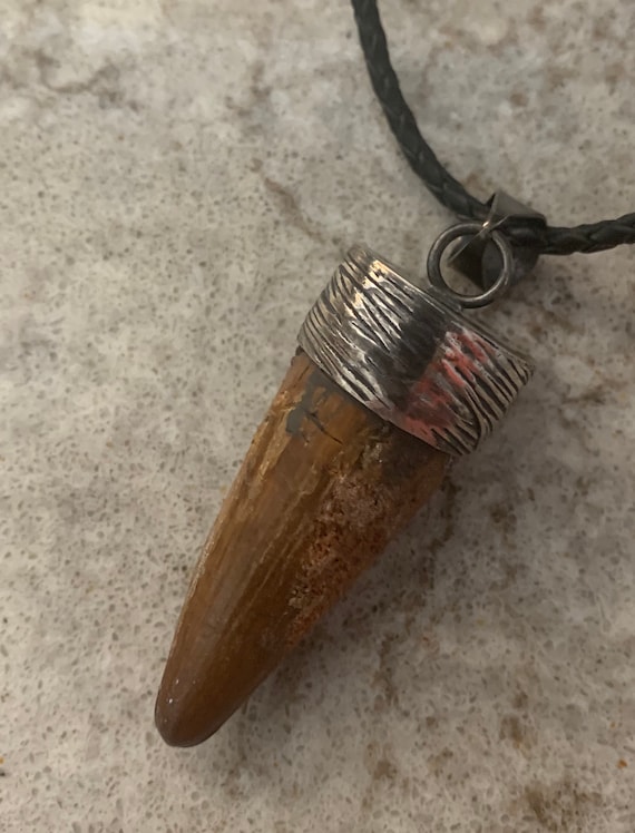 Lot 110, Auction 12/28/2023: Fossilized Shark Tooth Pendant w/ Mexican Opal  & Silver – Artemis Gallery