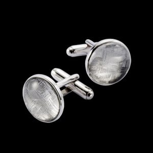 Muonionalusta Meteorite Cufflinks | Square, Round, or Rectangular | Sterling Silver