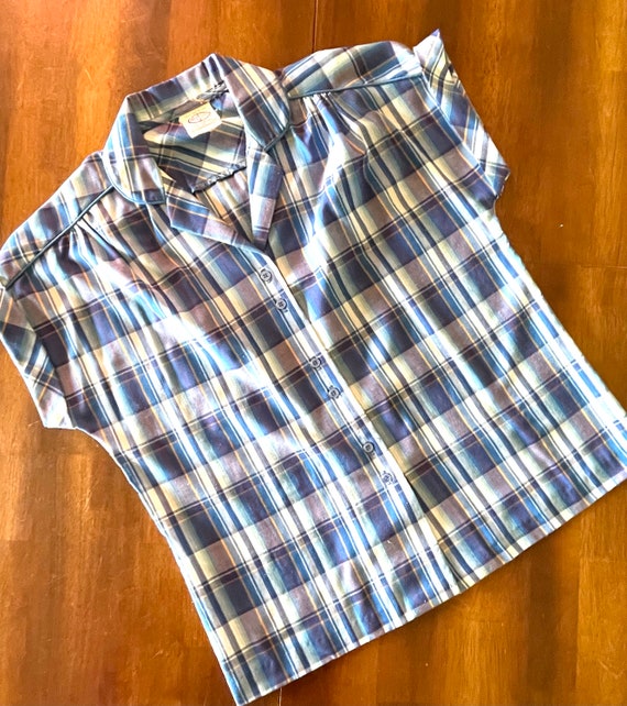 vintage 1970’s-1980’s blue and white plaid double… - image 8