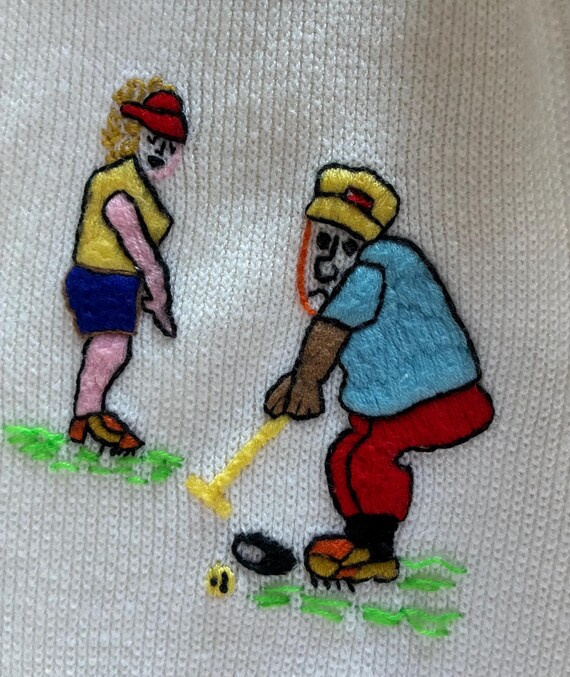 Vintage Andreno Argenti White Embriodered Golf Bu… - image 4