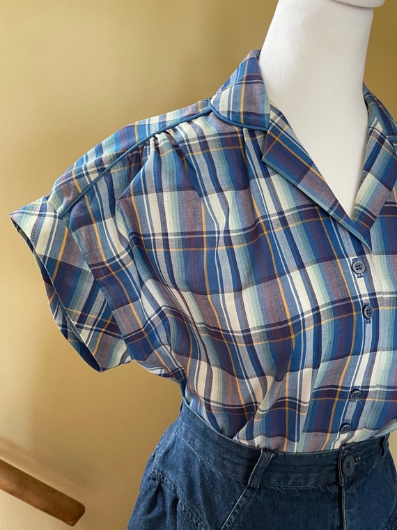 vintage 1970’s-1980’s blue and white plaid double… - image 10
