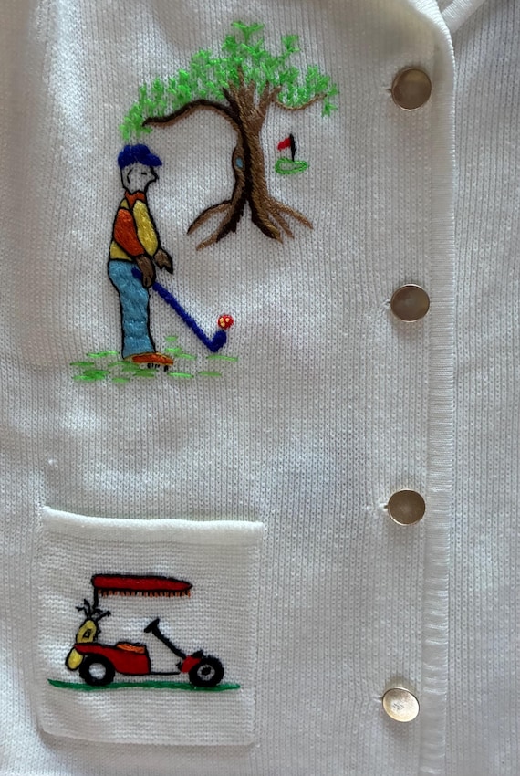 Vintage Andreno Argenti White Embriodered Golf Bu… - image 5