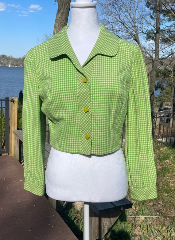 vintage 1970s young Pendleton lime green checkered