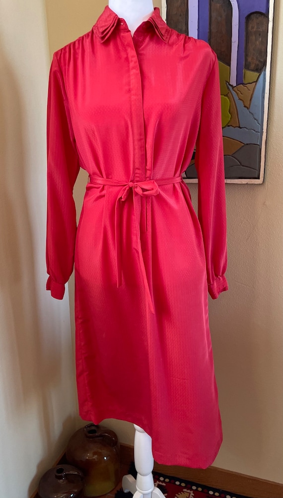 vintage 70s red polyester long sleeved secretary d