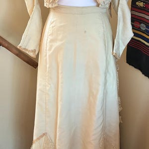 Antique 1890’s White Victorian Two Piece Long Sleeved Bodice and Skirt Dress