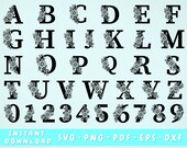Flower Alphabet SVG, Floral Alphabet SVG, 26 Floral Letters, 10 Floral Numbers, Cricut Cut Files, Commercial License Included