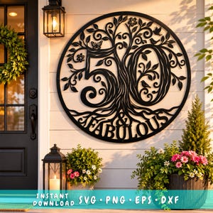 50th Birthday Tree of Life Laser SVG | Fifty and Fabulous Metal Wall Art DXF | Laser Cut File for CNC & Plasma Cutting | Birthday Decor Svg