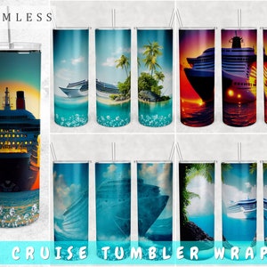 Cruise Tumbler Wraps Bundle, 5 Designs, 20oz Skinny Tumbler PNG Files, Cruise Ship Tumbler Sublimation Designs, Cruise Tumbler PNG