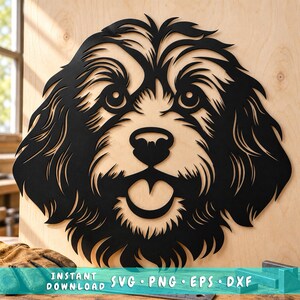 SVG de Cockapoo para Corte a Laser | SVG de Cão Cockapoo | DXF de Rosto de Cachorro | Arte em Metal de Cockapoo | Arquivo para Corte a Plasma CNC | Decoração de Parede com Cachorro | SVG para Animais de Estimação