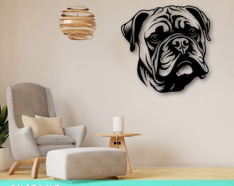English Bulldog Laser SVG Cut File, English Bulldog Wall Art SVG, DXF, English Bulldog Head Vector Cut File, English Bulldog Laser Ready