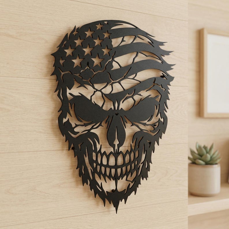 Patriotic Skull Flag SVG