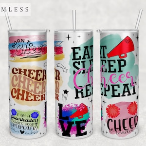Cheerleader Tumbler Wrap, 20 Unzen Skinny Tumbler PNG-Datei, Nahtlose Tumble Sublimation Design, Cheerleader Tumbler PNG, Cheer PNG