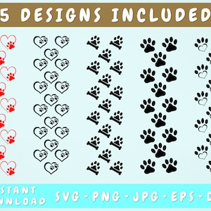 5 Dog Paw Glitter Pen Wraps, Paw Epoxy Pen Wrap SVG, Dog Pen Wrap Cut Files, Dog Paw Pen Wrap Silhouette, Dog Paw Pen Wrap Stencil
