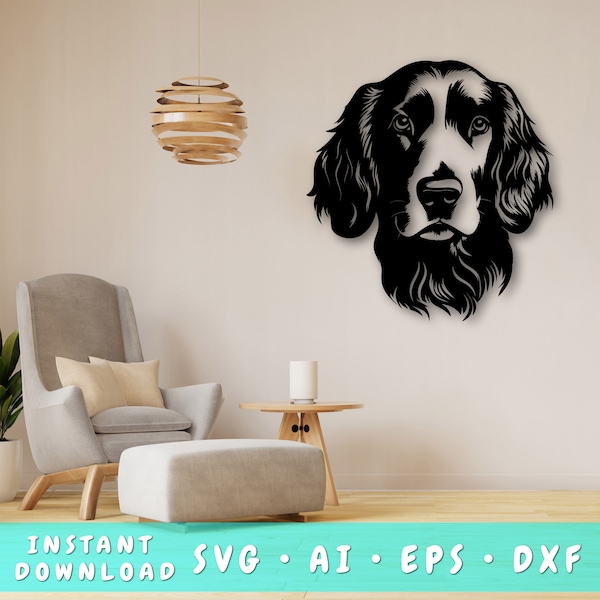 Setter anglais laser coupe fichier SVG, art mural Setter anglais SVG, DXF, Eps, fichier de coupe vectorielle Setter anglais, Setter anglais Laser ready Svg