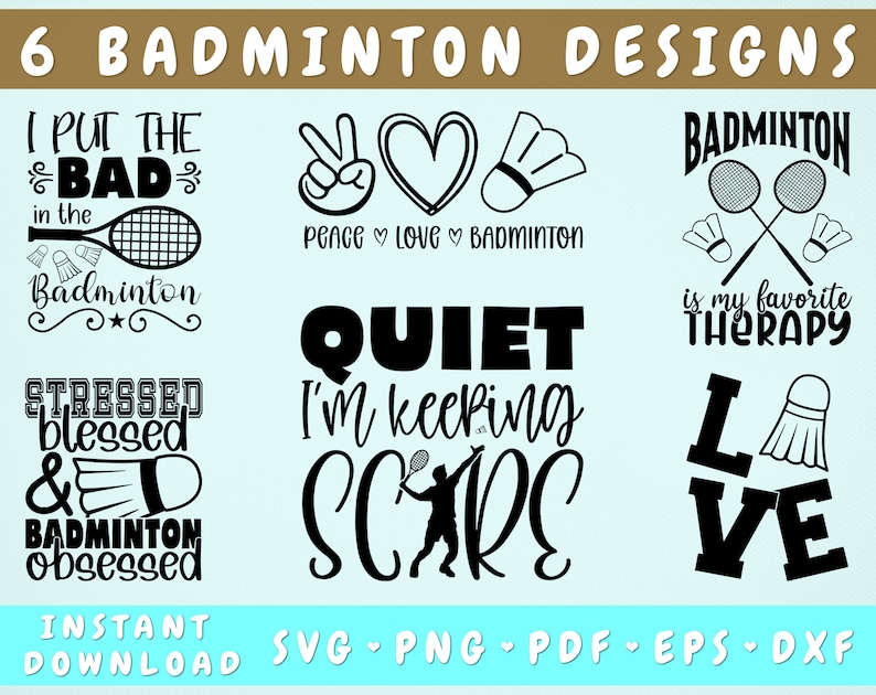 Badminton Quotes SVG Bundle 6 Designs Badminton Sayings SVG Etsy