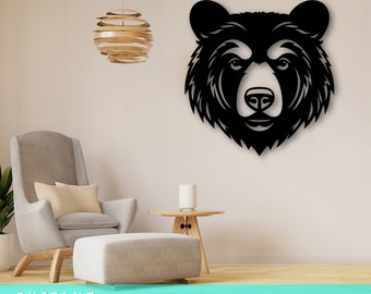 Bear Laser SVG Cut File, Bear Wall Art SVG, DXF, Eps, Bear Head Vector Cut File, Bear Laser Ready Svg