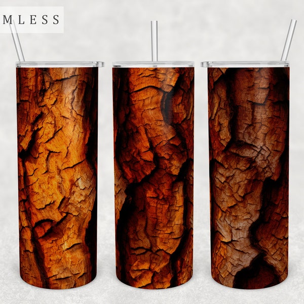 Tree Bark Tumbler Wrap, 20oz Skinny Tumbler PNG File, Seamless Tumbler Sublimation Design, Tree Bark Texture Tumbler PNG