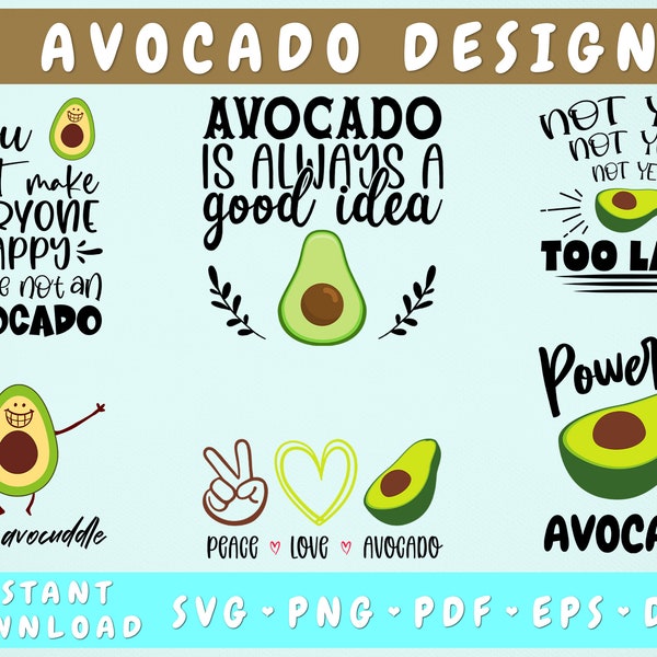 Avocado Quotes Svg Bundle, 6 Designs, Avocado Sayings Svg Cut Files, Avocado Is Always A Good Idea SVG, Let's Avocuddle Svg, Funny Avocado