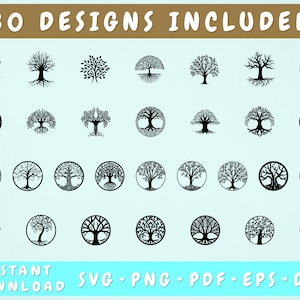 Tree of Life SVG Bundle - 30 Designs, Tree of Life Silhouette, Tree of Life Cut Files for Cricut, Commercial License Included