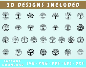Tree of Life SVG Bundle - 30 Designs, Tree of Life Silhouette, Tree of Life Cut Files for Cricut, Commercial License Included