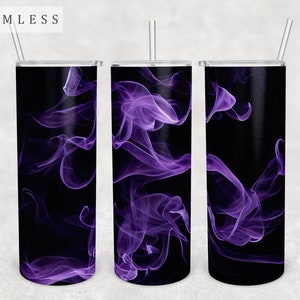 Purple Smoke Tumbler Wrap, 20 Unzen Skinny Tumbler PNG-Datei, Nahtlose Tumbler Sublimation Design, Smoke Tumbler PNG