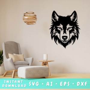 Wolf Laser SVG Cut File, Wolf Wall Art SVG, DXF, Eps, Wolf Vector Cut File, Wolf Laser Ready Svg