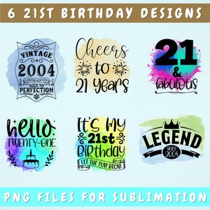 21st Birthday Sublimation Designs Bundle, 6 21st Birthday PNG Files, 21 And Fabulous PNG, Cheers To 21 Years PNG, Hello Twenty-One Png