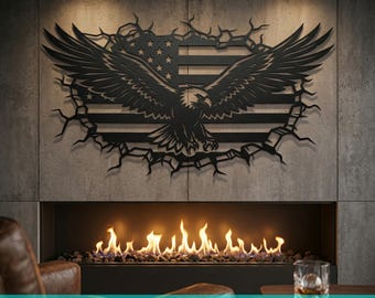 Patriotic Eagle Flag SVG for Plasma & CNC | American Metal Wall Art Dxf | Laser Cut Eagle Design | USA Flag Sign File, Instant Download