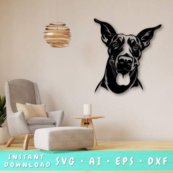 Doberman Laser SVG Cut File, Doberman Wall Art SVG, DXF, Eps, Doberman Vector Cut File, Doberman Laser Ready Svg