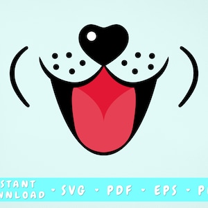 Dog Face Svg, Dog Print, Dog Nose Svg, Face Mask Design, Animal Mask Design, Dog Clipart, Dog Mouth Svg, Png, Pdf, Eps