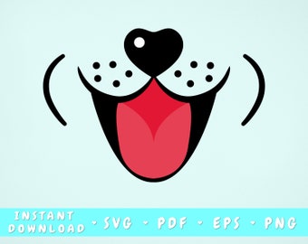 Dog Face Svg, Dog Print, Dog Nose Svg, Face Mask Design, Animal Mask Design, Dog Clipart, Dog Mouth Svg, Png, Pdf, Eps