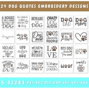 Dog Quotes Embroidery Designs Bundle - 24 Designs, Dog Sayings Embroidery Patterns, Dog Bandana Embroidery Files, Dog Lover PES Files