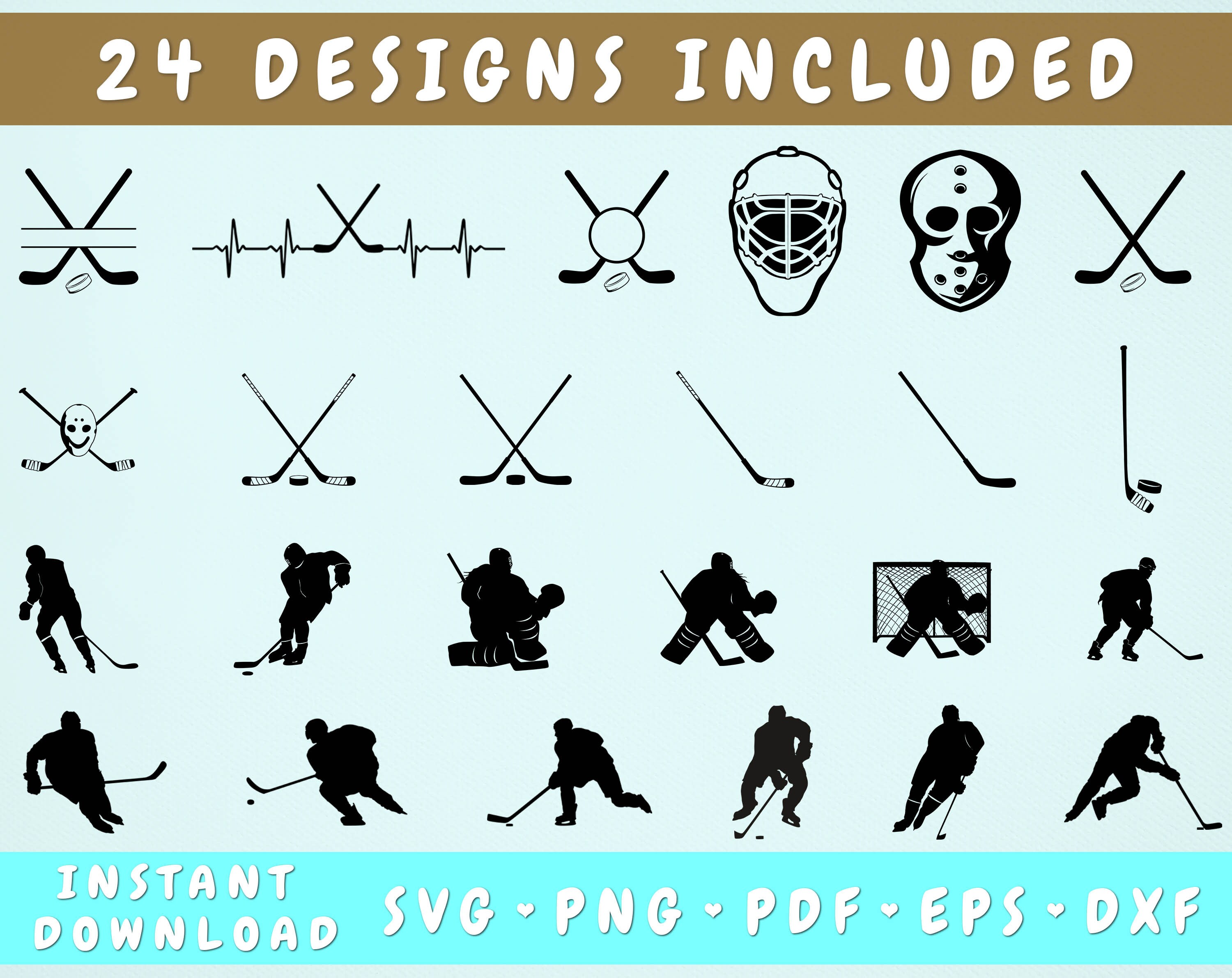 Download 24 Hockey SVG Bundle Hockey Stick SVG Puck Svg Hockey | Etsy
