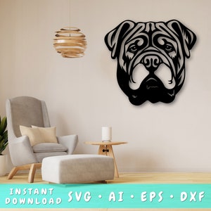 Shar Pei Laser SVG Cut File, Shar Pei Wall Art SVG, DXF, Shar Pei Vector Cut File, Shar Pei Laser Ready Svg