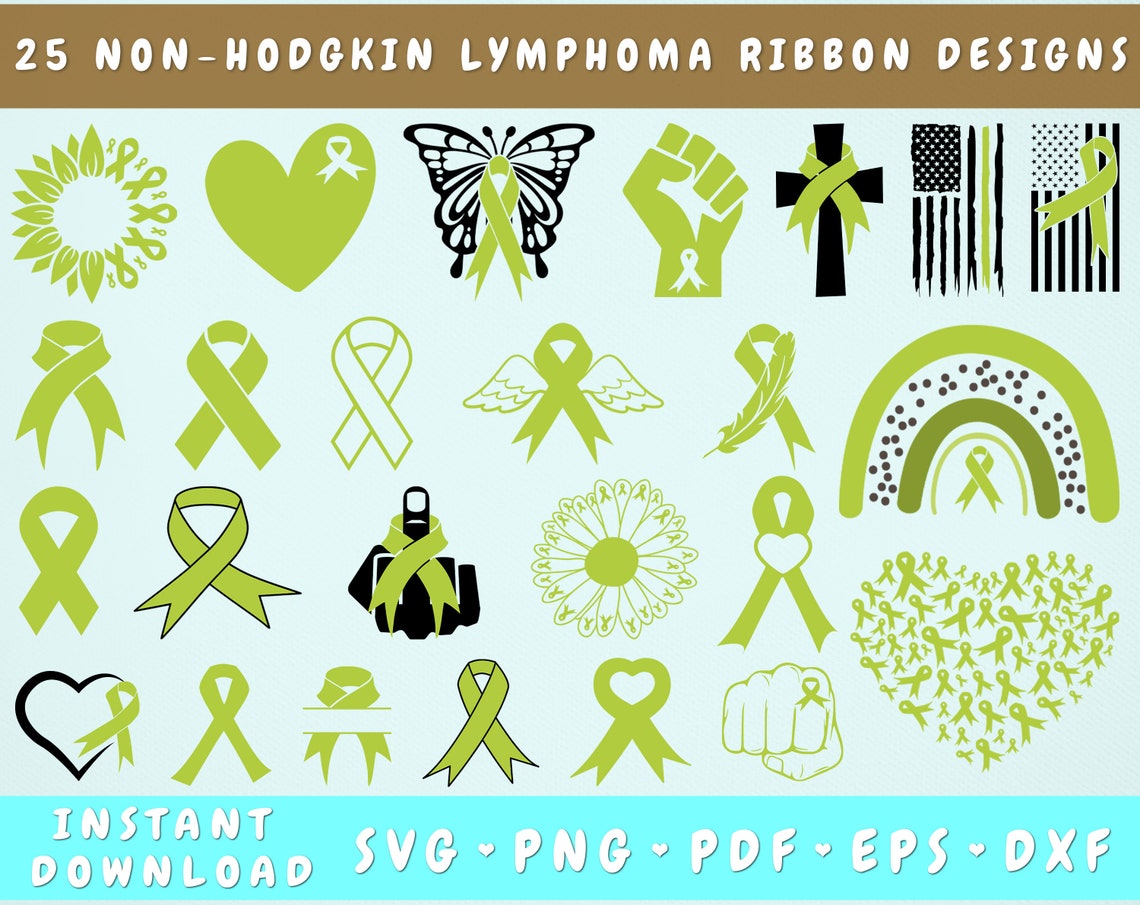 Non-hodgkin Lymphoma Ribbon SVG Bundle 25 Designs - Etsy