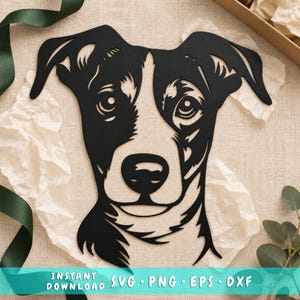 Archivo SVG láser de Jack Russell Terrier / Archivo de corte DXF de perro / Arte en metal de terrier / Archivo de corte por plasma CNC / Decoración de pared de perro