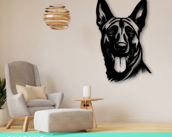 Belgian Malinois Laser SVG, Belgian Malinois Wall Art SVG, DXF, Eps, Belgian Malinois Vector Cut File, Belgian Malinois Face Laser Ready Svg
