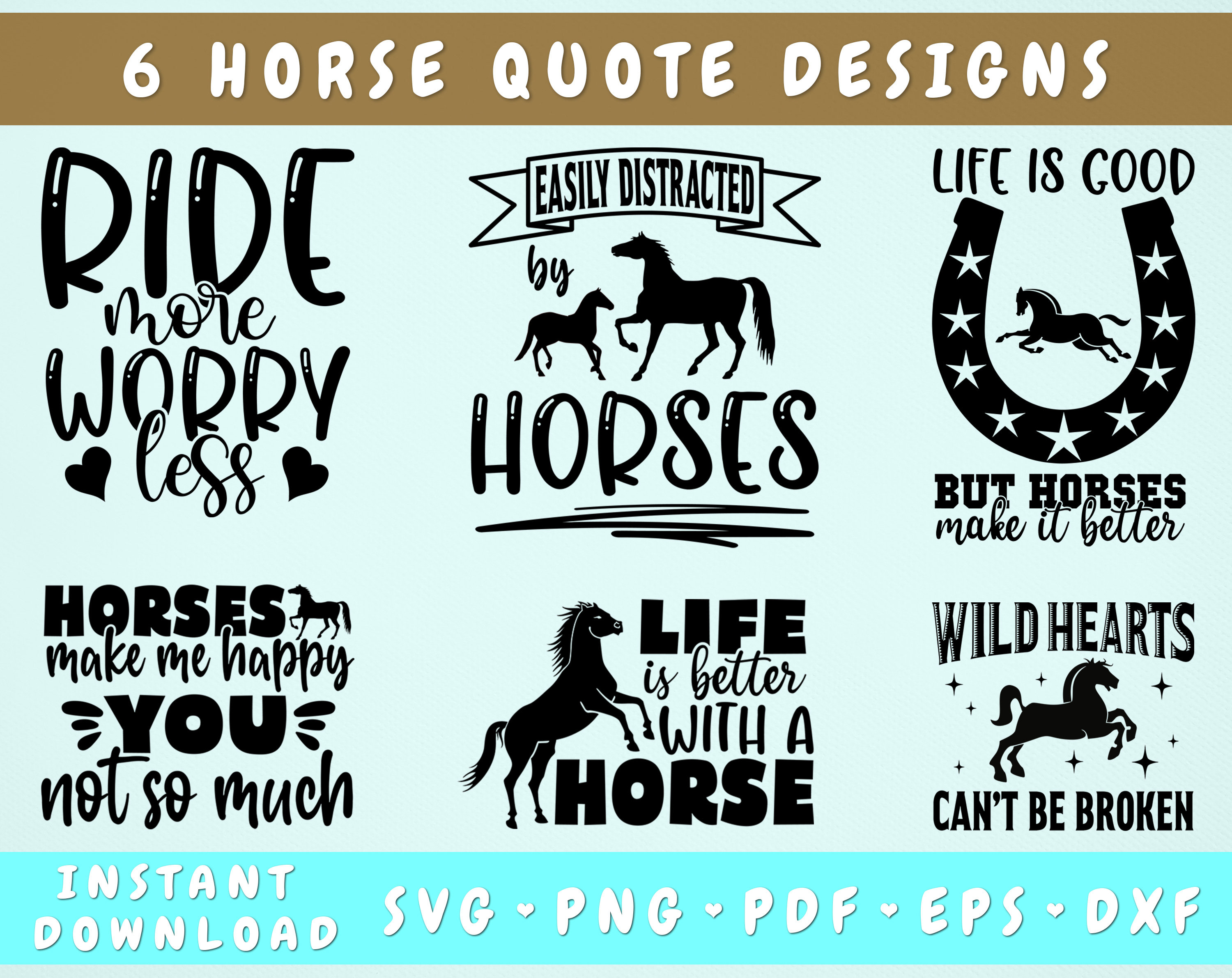 Horse Quotes SVG Bundle 6 Designs Easily Distracted by Etsy