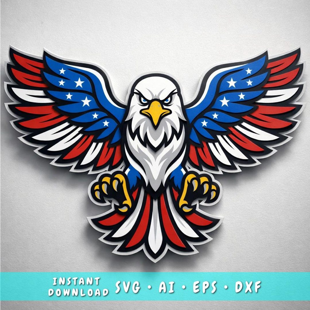Patriotic Eagle Multilayer SVG | 3D Layered Eagle Cut File | USA Flag ...