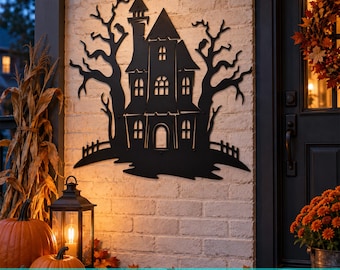 Haunted House Laser SVG | Halloween Metal Wall Art | Spooky Haunted Mansion DXF | Plasma CNC Cut File | Halloween Porch Decor