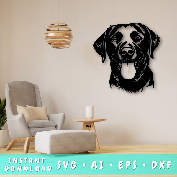 Labrador Retriever Laser SVG Cut File, Labrador Retriever Wall Art SVG, DXF, Eps, Labrador Vector Cut File, Labrador Laser Ready Svg