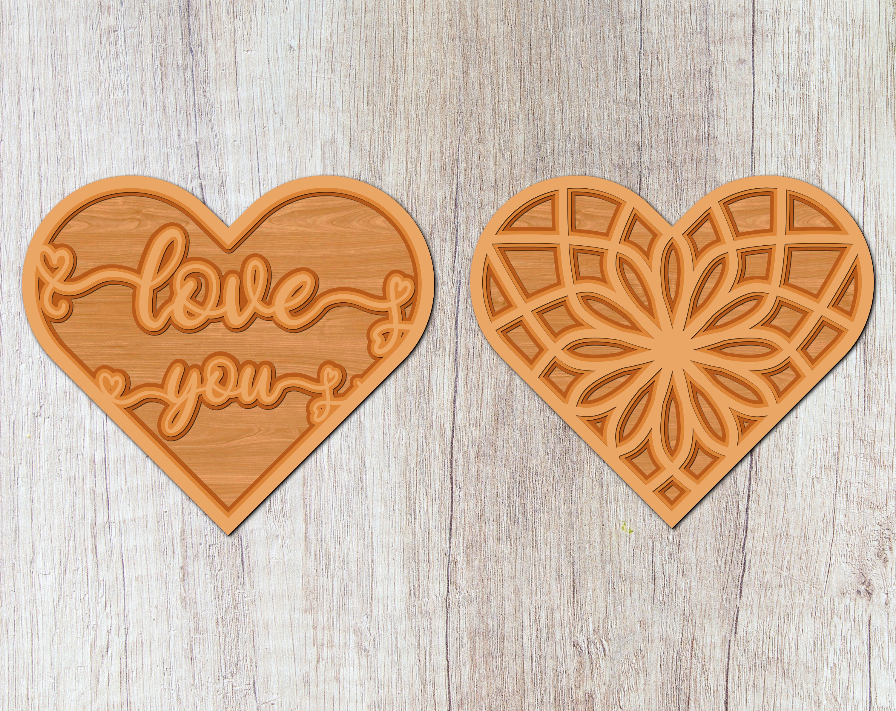 Paquete SVG de corazones 3D, 8 diseños, archivos de corte SVG láser de ...